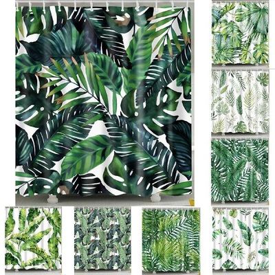 Tropical Green Plant  Foliage Leaf Palm Cactus Shower