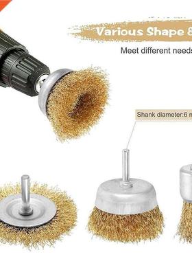 6Pcs Brass Steel Wire Brush Paint Rust Remover Polishing Bur