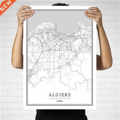 Algeria Creative city map Algiers Abract Canvas Paintings
