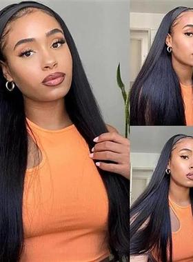 Headband Wig Human Hair Bone Straight Glueless Full Machine