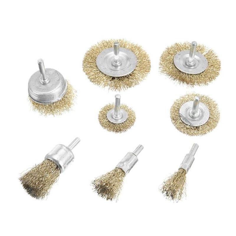 8pcs Brass Wire Wheel Brushes Set Drill Rotary Tools Corrosi