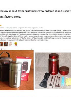 1000ml Food Thermal Jar Vacuum Insulated Soup Thermos Contai