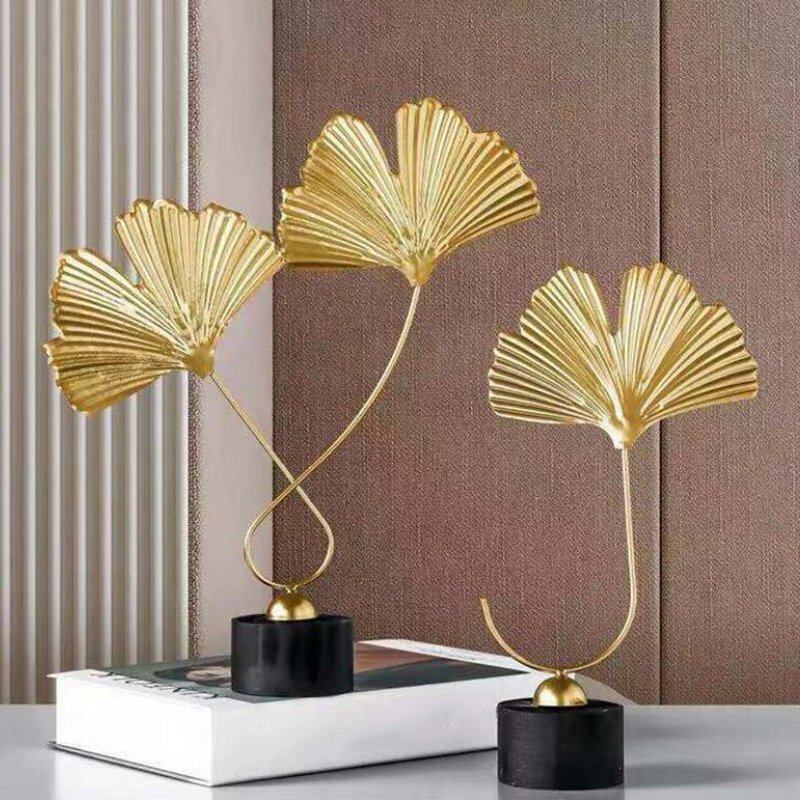 Nordic Modern Creative Ginkgo Leaves Statue Miniature Metal