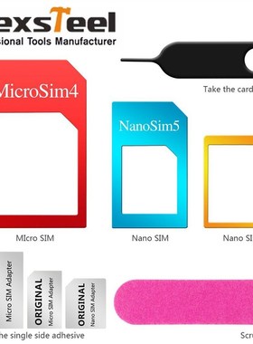 5 in 1 SIM Card Adapter Converter Tool Kit Nano Micro Standa