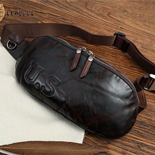 Bag Leather Messenger Crossb Casual Cowhide LEACOOL Genuine