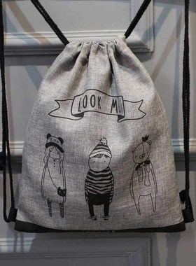 waterproof fashion double shoulder fitness canvas drawstrin