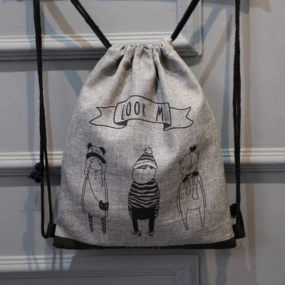 waterproof fashion double shoulder fitness canvas drawstrin