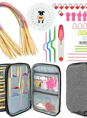 Knitting Needles Set 18pcs 60cm Circular Bamboo Knitting Nee