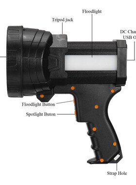 Super bright LED Portable Spotlights Flashlight searchlight