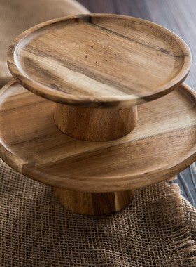 Japan Style High Stand Wooden Cake Plate Creative Food Servi