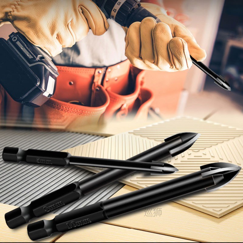 6Pcs Tungsten Steel Glass Drill Bit Set Alloy Carbide Point