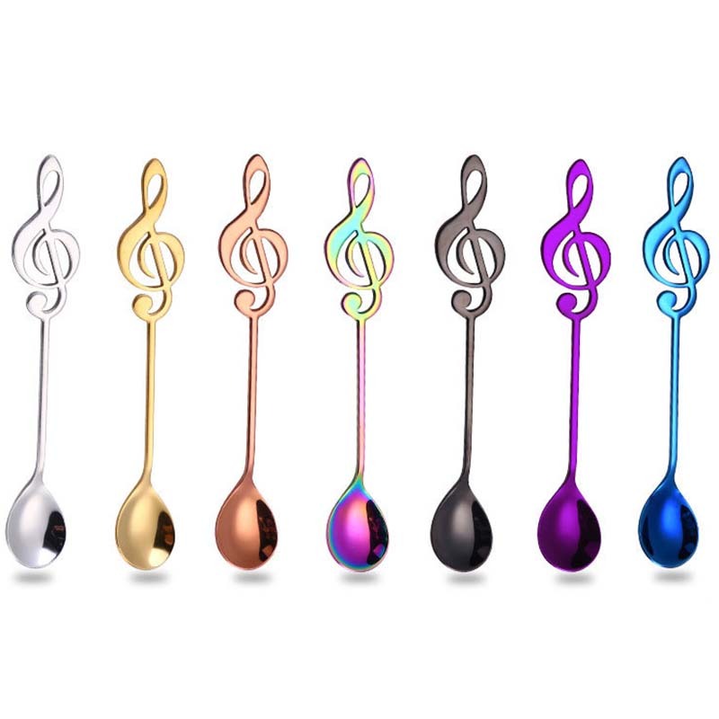 7 Pcs Muzieknoot Koffie Lepels Rvs Thee Roeren Lepels Set