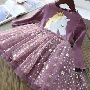 Unicorn Princess Dress For New Year 2022 Spring Toddler Kids