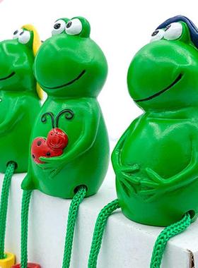 Pack of 3 Frog Figurines Sitting Statue Dangling Legs