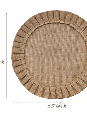 Rustic Farmhouse Burlap Round Placemats Set of 4, Size in 15