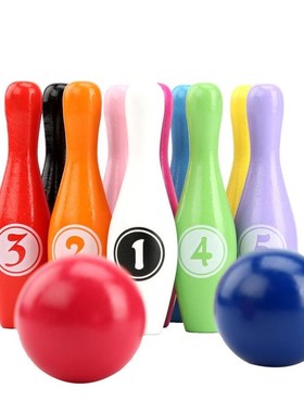 Colorful Standard 12 Piece Bowling Set w/ 10 Pins, 2 Bowling