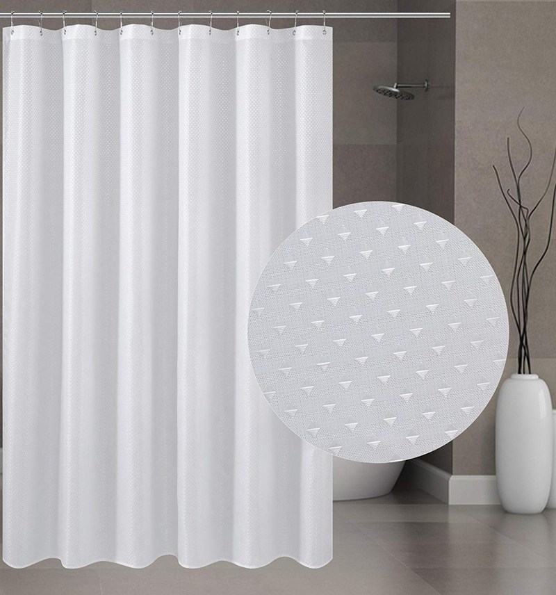 Shower Curtains Bathroom Waterproof Hooks White Strip Diamon