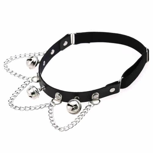 Personalized bell chain leather leg loop elastic garter belt