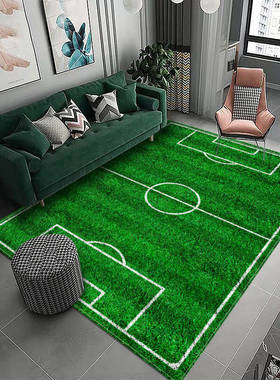 3D Football Field Capet For Kids Room Soft Floor Mat Microfi