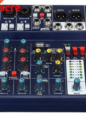 Mini 6 Channel Sound DJ Mixer Reverberation Console USB Reco