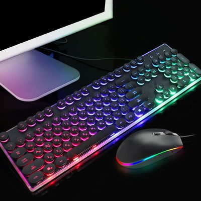 V300 Russian Gaming Keyboard 1600 Dpi Silent Mouse Set RGB M