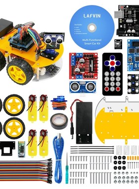 LAFVIN Smart Robot Car Kit for UNO R3,Ultrasonic Sensor, Blu