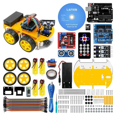 LAFVIN Smart Robot Car Kit for UNO R3,Ultrasonic Sensor, Blu