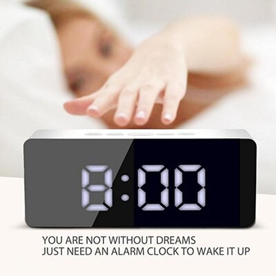 Mirror Alarm-Clock Snooze Digital Led-Light Usb-Charging Mul