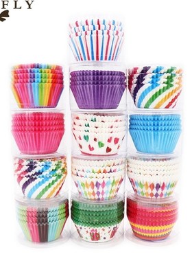 BITY 100Pcs Rainbow Cupcakes Paper Liners Muffin Cases