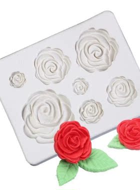1Pcs Sugarcraft Rose Flowers Leaves Silicone Mold Fondant Ca