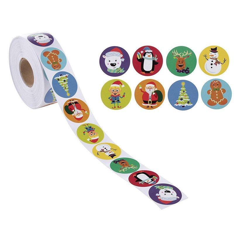 50-500pcs christmas sticker 8 designs pattern cartoon sticke