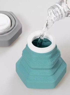 1 Buah 500Ml Cangkir Lipat Silikon Portabel Dapat Ditarik