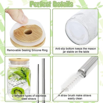 600/800ml Bubble Tea Glass Cup Reusable Straw Cup with Lid f