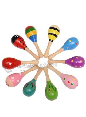 Kids Sand Hammer Wooden Maraca Rattles Multicolor Musical Ba