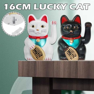 16CM Beckoning Waving Lucky Cats Plastic Figure Moving Arm C