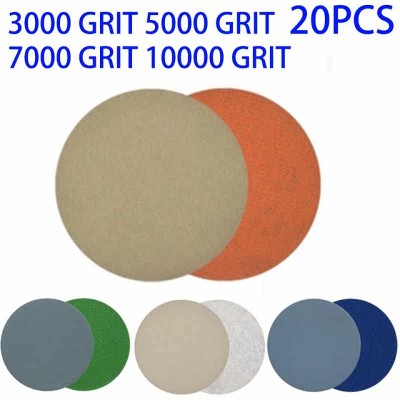 20pcs Hook And Loop 3 Inch 3000 ,5000, 7000 ,10000Grit Sand