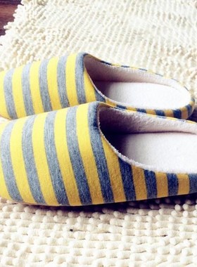 Slippers Winter Women Men Shoes Warm Soft Indoor floor  Stri