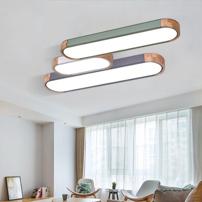 Nordic Led Wood Ceiling Light Fixture Modern Long Home Light