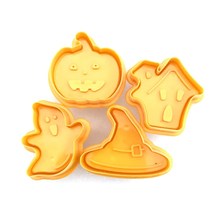 4Pcs/Set Christmas Halloween Theme Plastic Cookie Cutter 3D