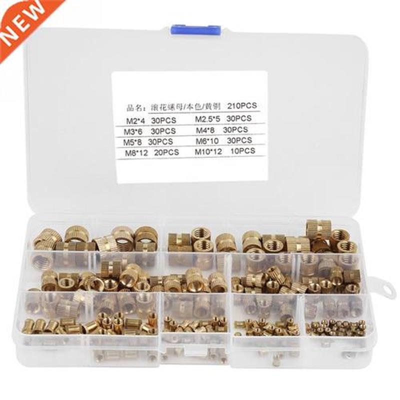 210pcs/Lot Brass Cylinder Knurled Threaded Round Insert M2 M