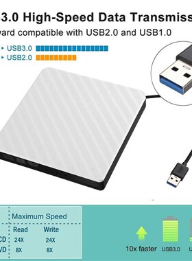 External SB 3.0 DVD RW CD Writer Slim Carbon Grain Drive Bur