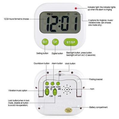 12 / 24H Music/Vibration Digital LCD Alarm Clock Electronic