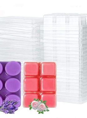100 Packs Wax Melt Clamshells Molds Square, 6 Cavity Clear