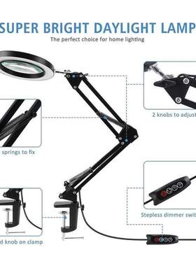 3 Color Modes Stepless Dimming, LED nifying Glass Desk Lamp