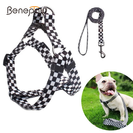 Benepaw Fashion Plaid No Pull Dog Harness And Leash Set