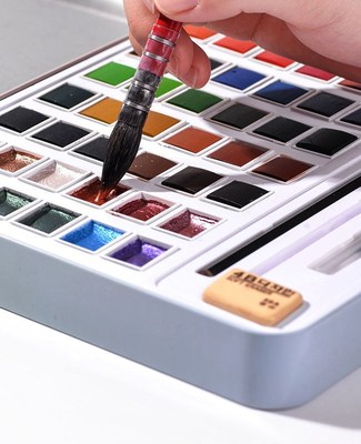 12/36/48 Color Pearlescent Solid Watercolor Paint Set Iron B