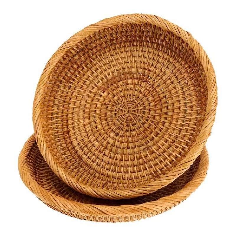 2 Pack Rattan Woven Storage Basket,Bread Basket Display