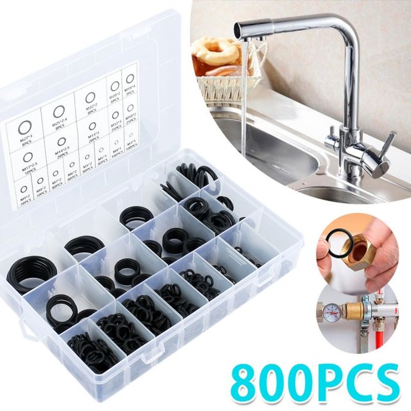 800pcs O Ring Rubber Washer Seals Assortment 3-27mm O-Ring S