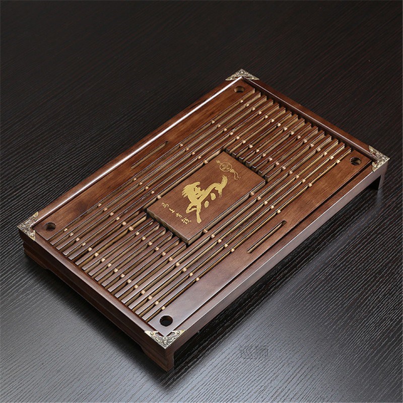 Solid Wood Tea Tray Drainage Water Storage Kung Fu Tea Set D