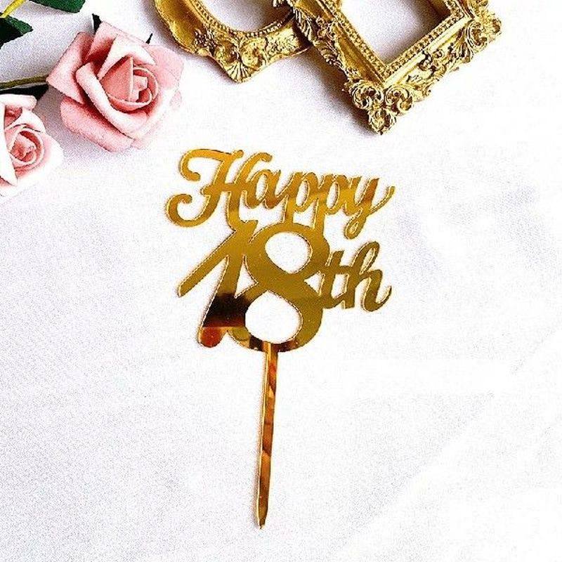 Gold Acrylic Happy Birthday Cake Topper Sweet16 20th 30th